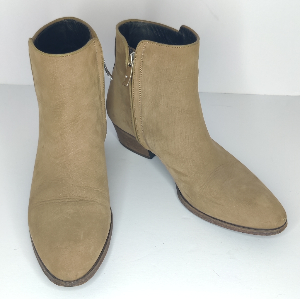 Designer Barbara Bui Nabuk Leather Ankle Boots Light Tan Sz 38.5 Eu